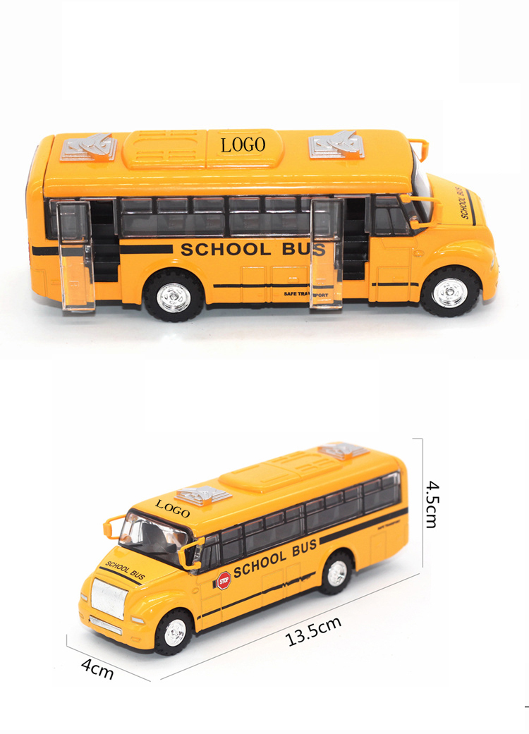 5"Die cast doulbe openable gates school bus with stop sign 