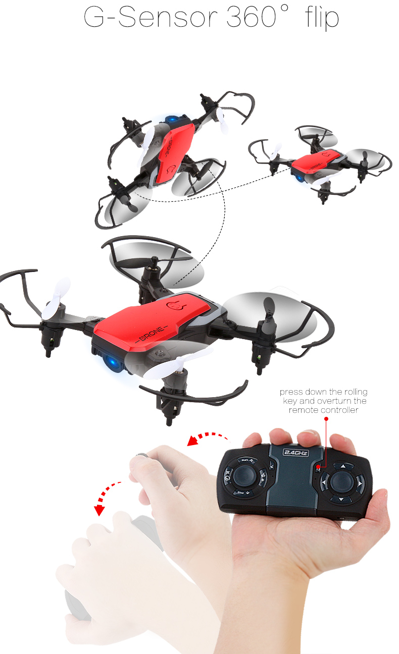 Gravity sensor pocket foldable drone 