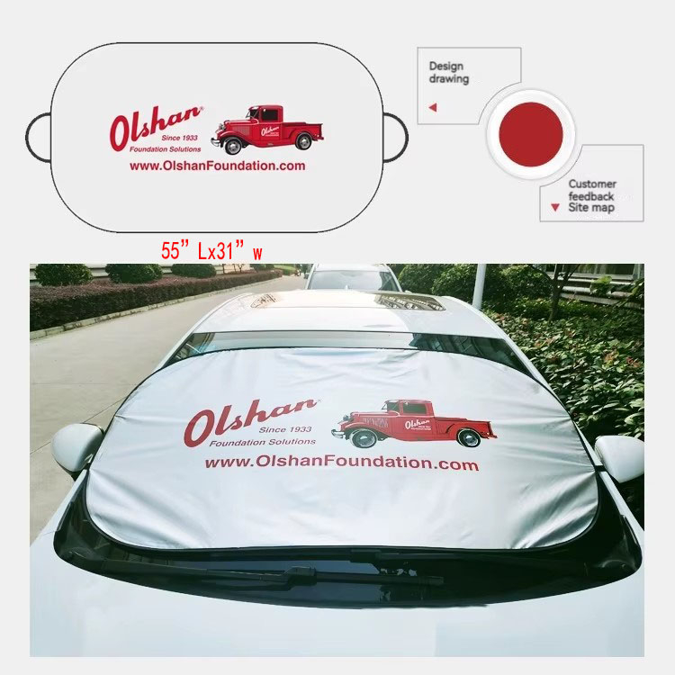 one color logo print  car windshield uv block sun vison with cinch bag 