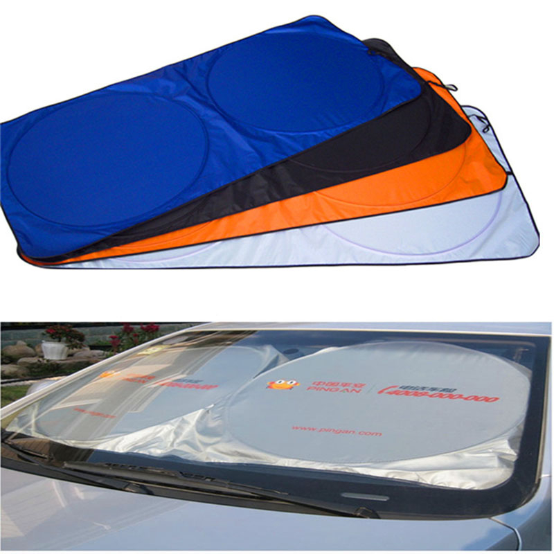 Inner car windshield uv block sun vison with cinch bag 