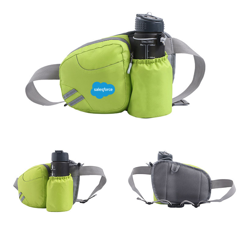 50pc MOQ one zippered outdoor fanny Pack with Water Bottle Slot 